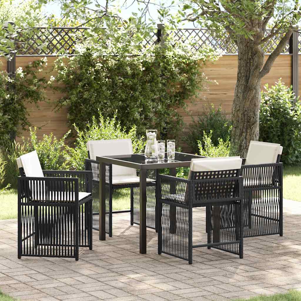Have Spisebordssæt 5 pcs Sort polyrattan