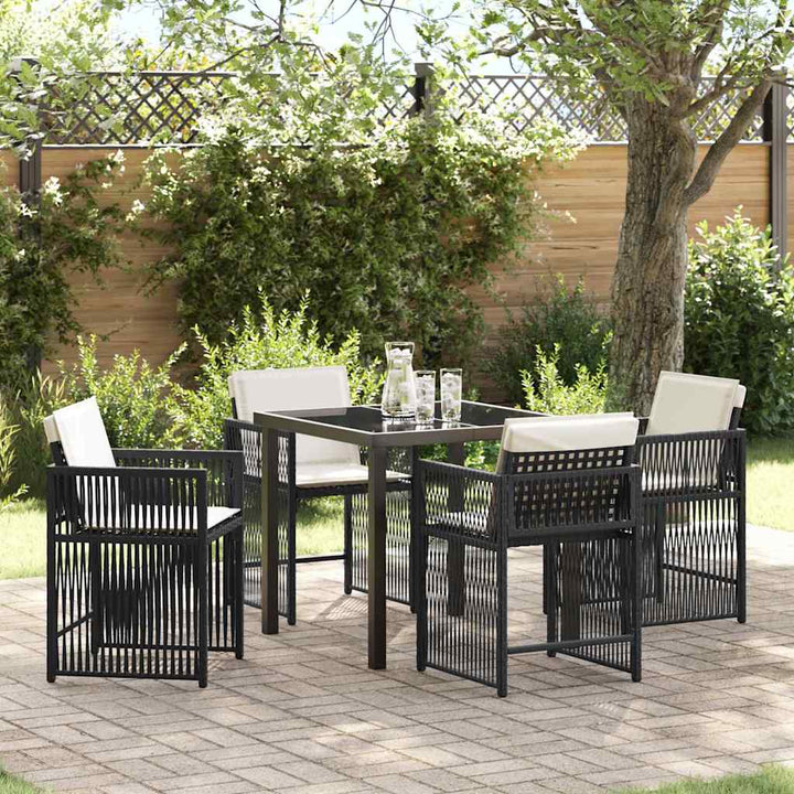 Have Spisebordssæt 5 pcs Sort polyrattan