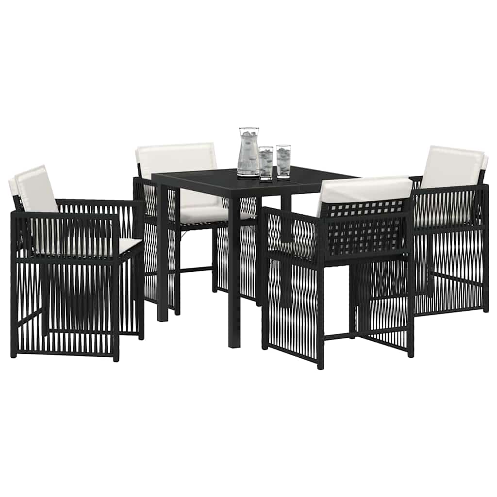 Have Spisebordssæt 5 pcs Sort polyrattan