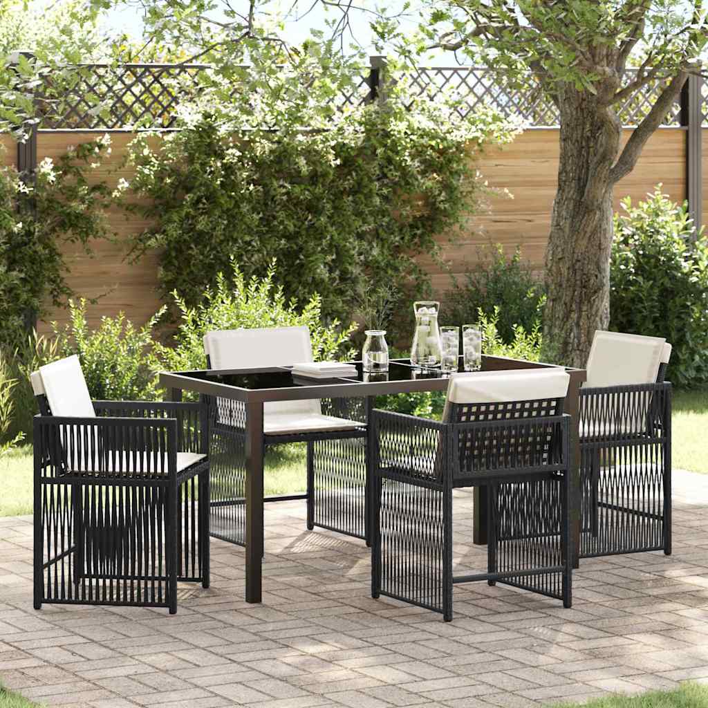 Have Spisebordssæt 5 pcs Sort polyrattan