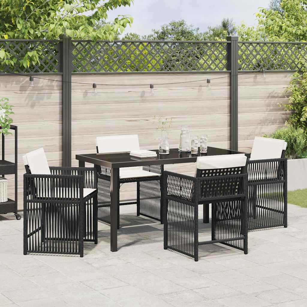 Have Spisebordssæt 5 pcs Sort polyrattan