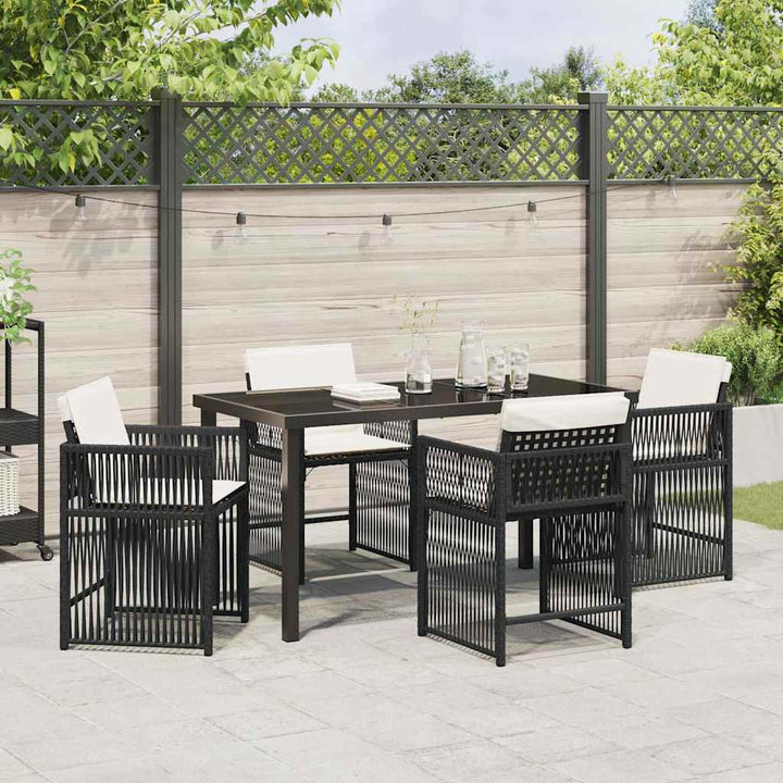 Have Spisebordssæt 5 pcs Sort polyrattan