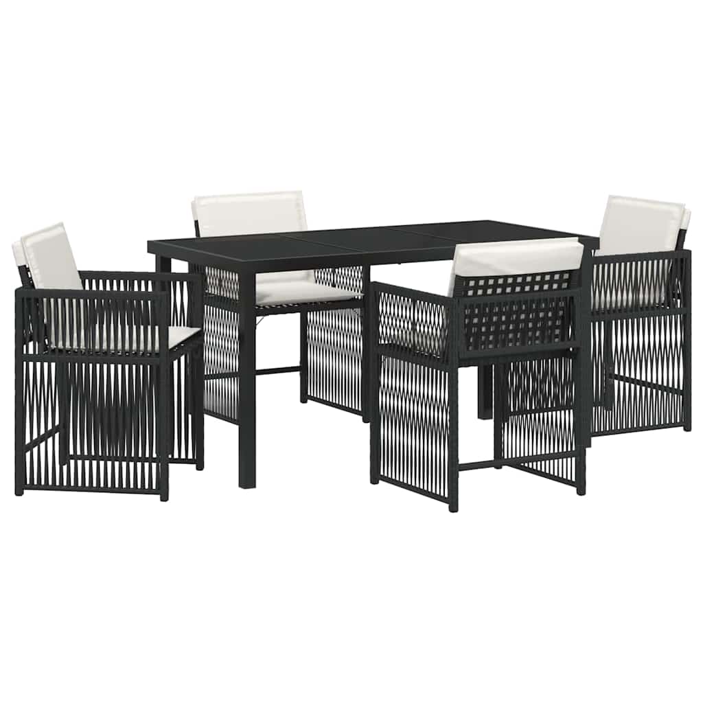 Have Spisebordssæt 5 pcs Sort polyrattan
