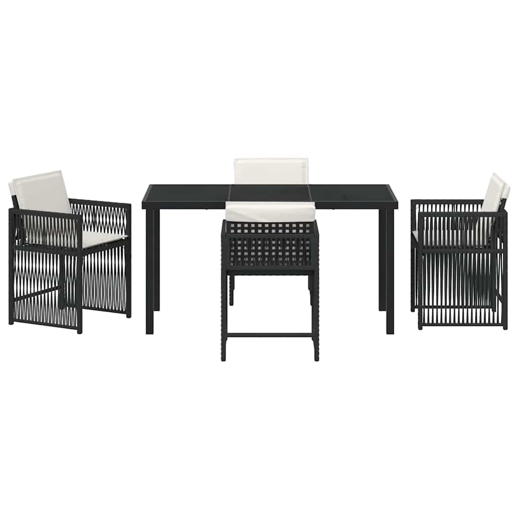 Have Spisebordssæt 5 pcs Sort polyrattan