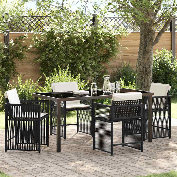 Have Spisebordssæt 5 pcs Sort polyrattan