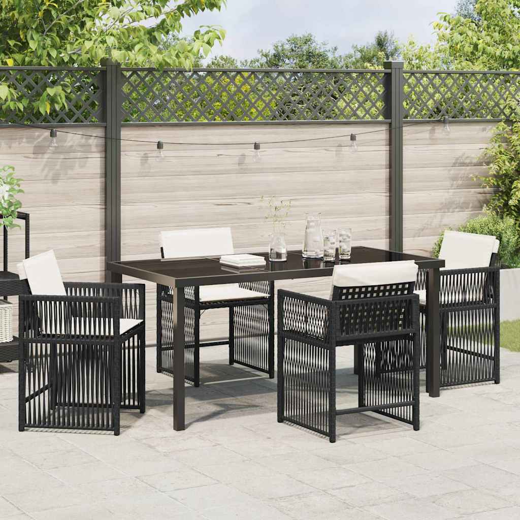 Have Spisebordssæt 5 pcs Sort polyrattan