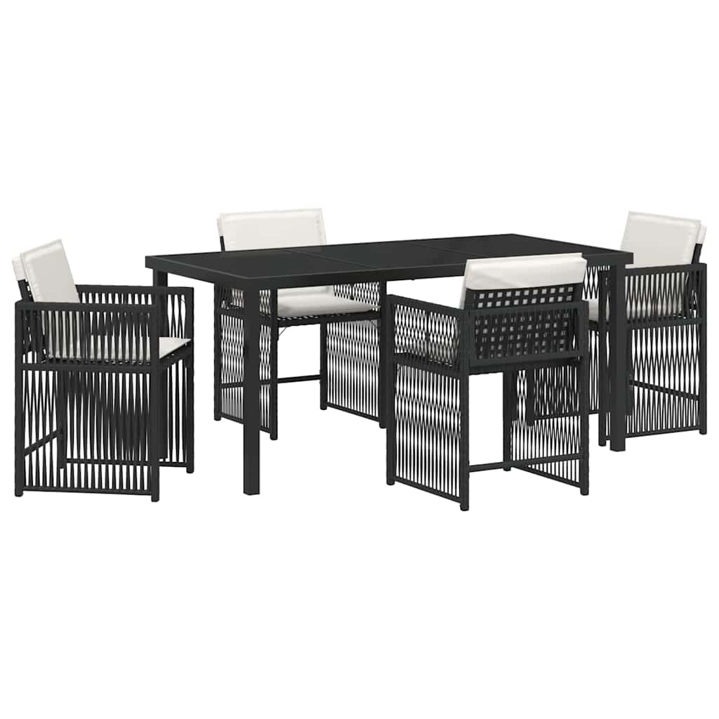 Have Spisebordssæt 5 pcs Sort polyrattan