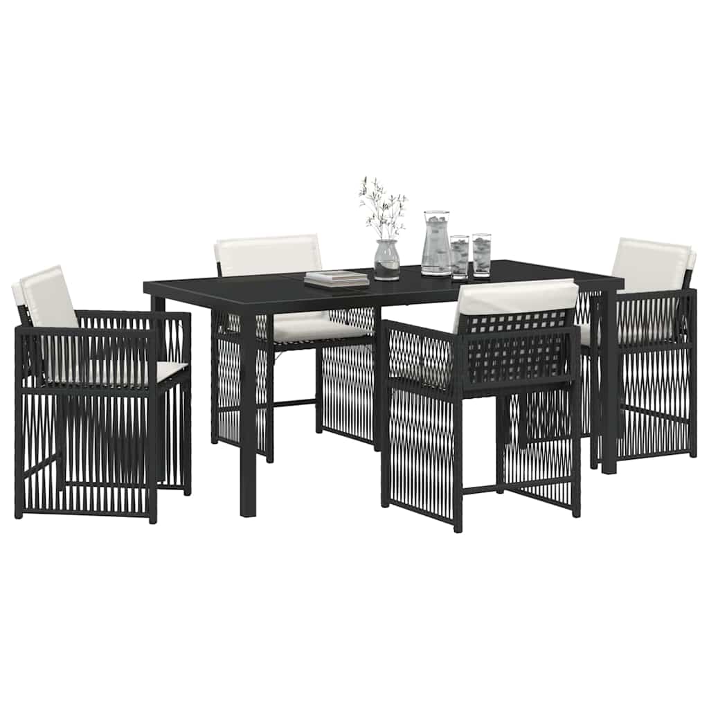 Have Spisebordssæt 5 pcs Sort polyrattan