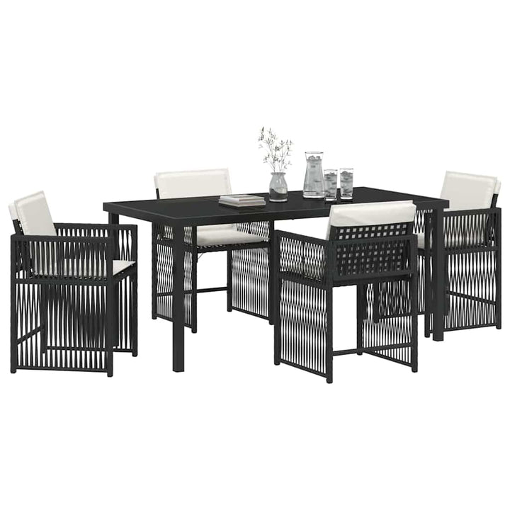 Have Spisebordssæt 5 pcs Sort polyrattan