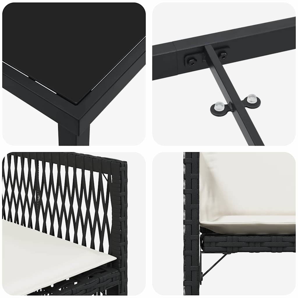Have Spisebordssæt 9 pcs Sort polyrattan