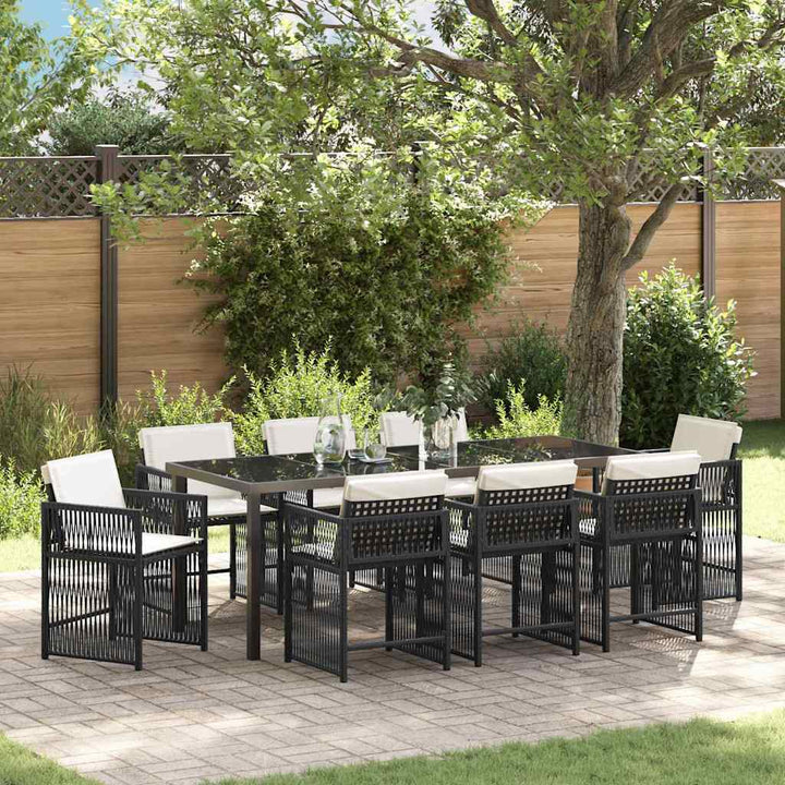 Have Spisebordssæt 9 pcs Sort polyrattan