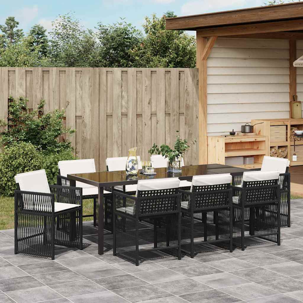 Have Spisebordssæt 9 pcs Sort polyrattan