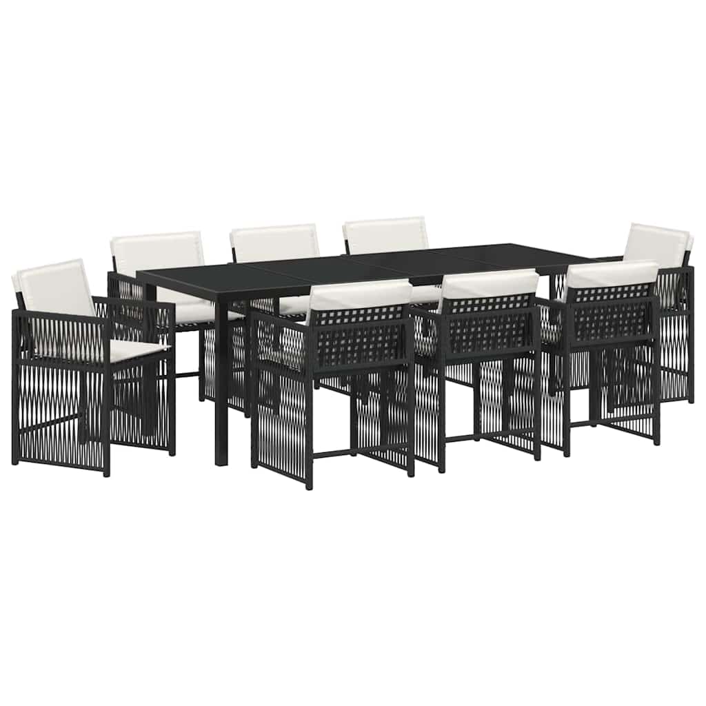 Have Spisebordssæt 9 pcs Sort polyrattan