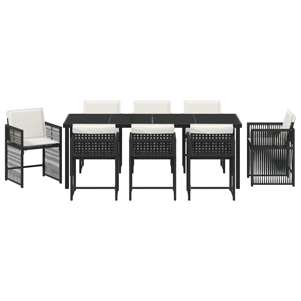 Have Spisebordssæt 9 pcs Sort polyrattan