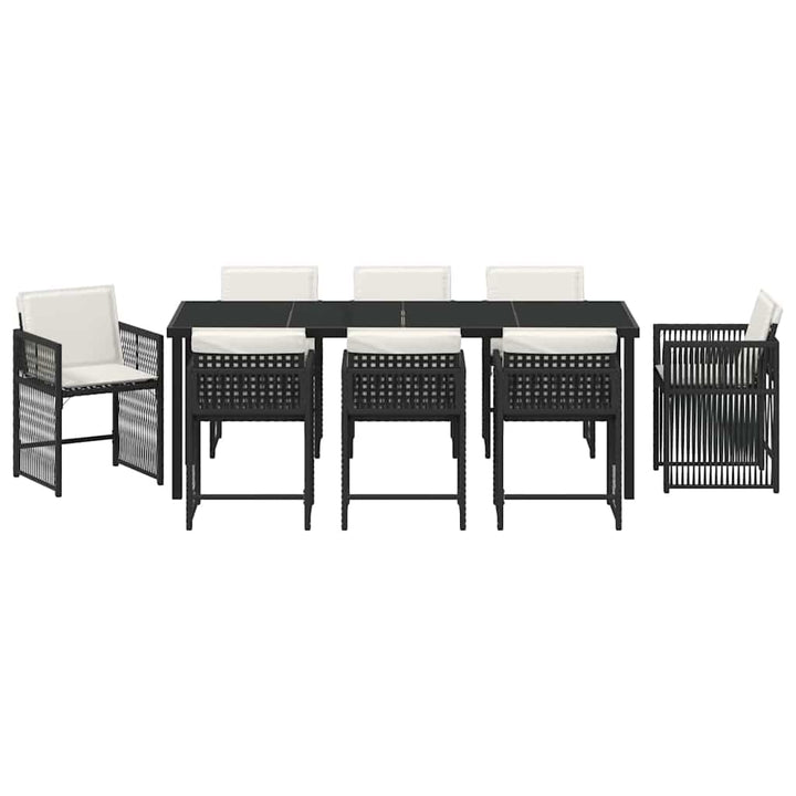 Have Spisebordssæt 9 pcs Sort polyrattan