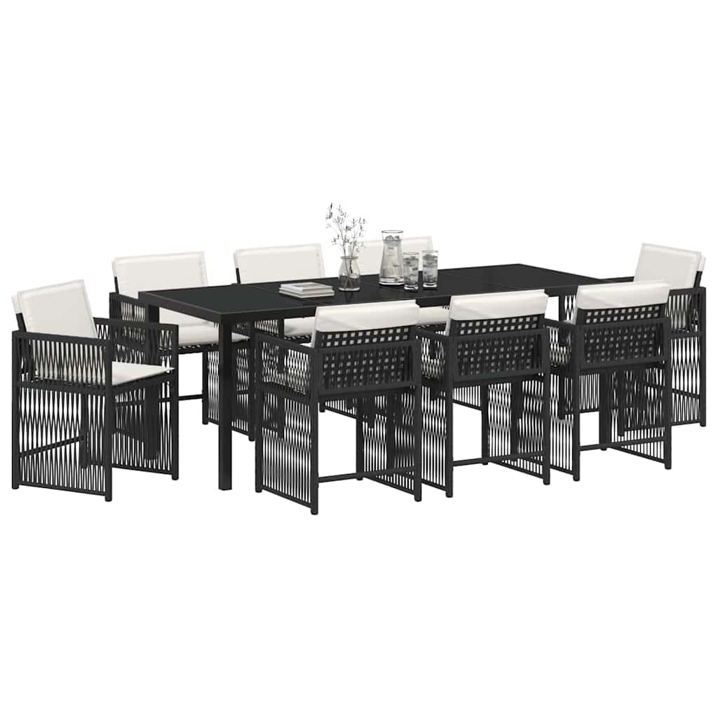 Have Spisebordssæt 9 pcs Sort polyrattan