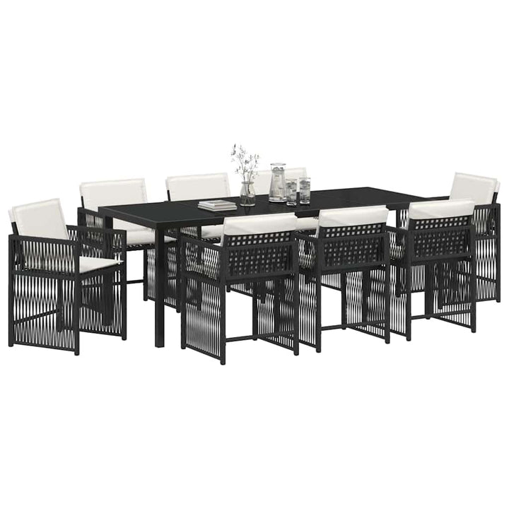 Have Spisebordssæt 9 pcs Sort polyrattan