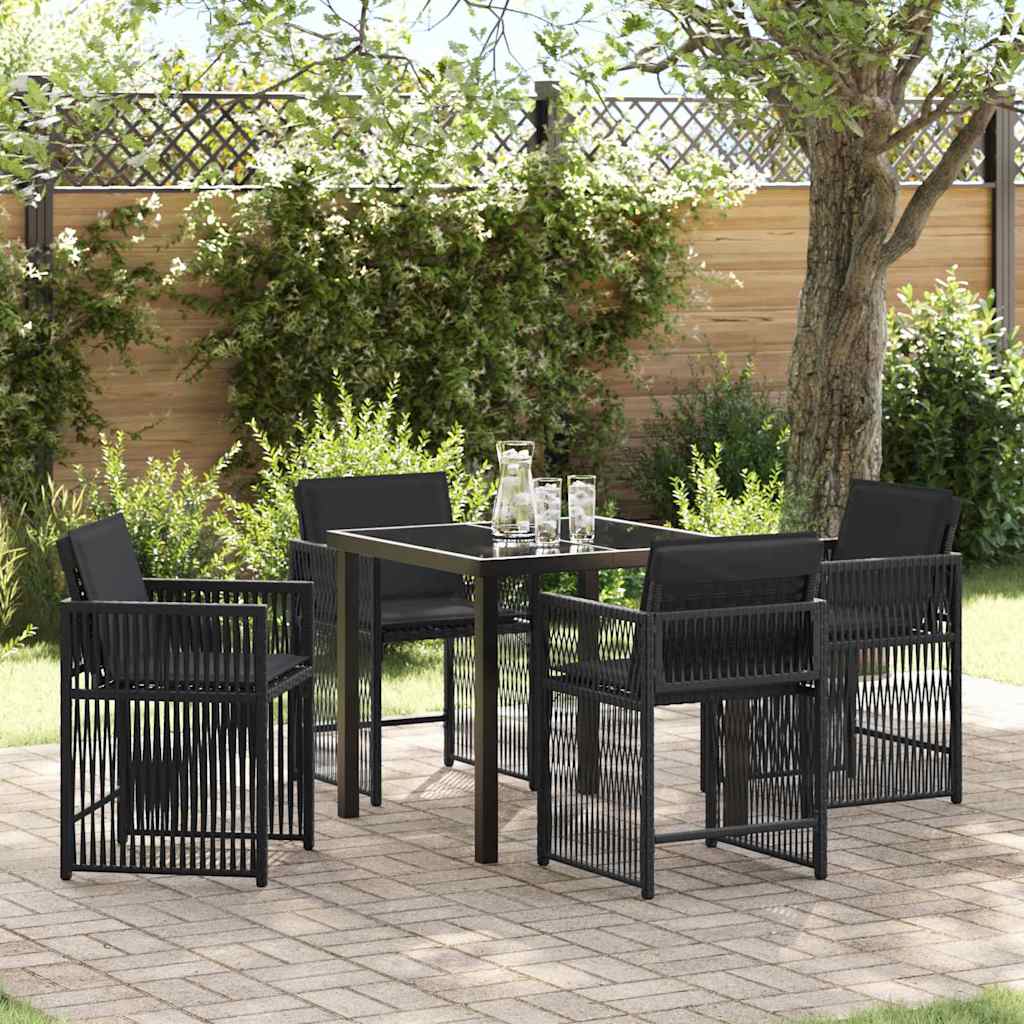 Have Spisebordssæt 5 pcs Sort polyrattan