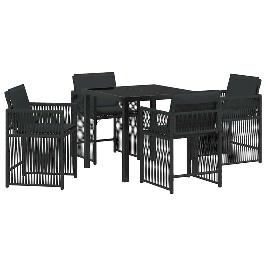 Have Spisebordssæt 5 pcs Sort polyrattan