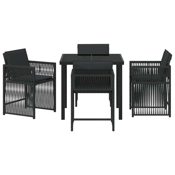 Have Spisebordssæt 5 pcs Sort polyrattan