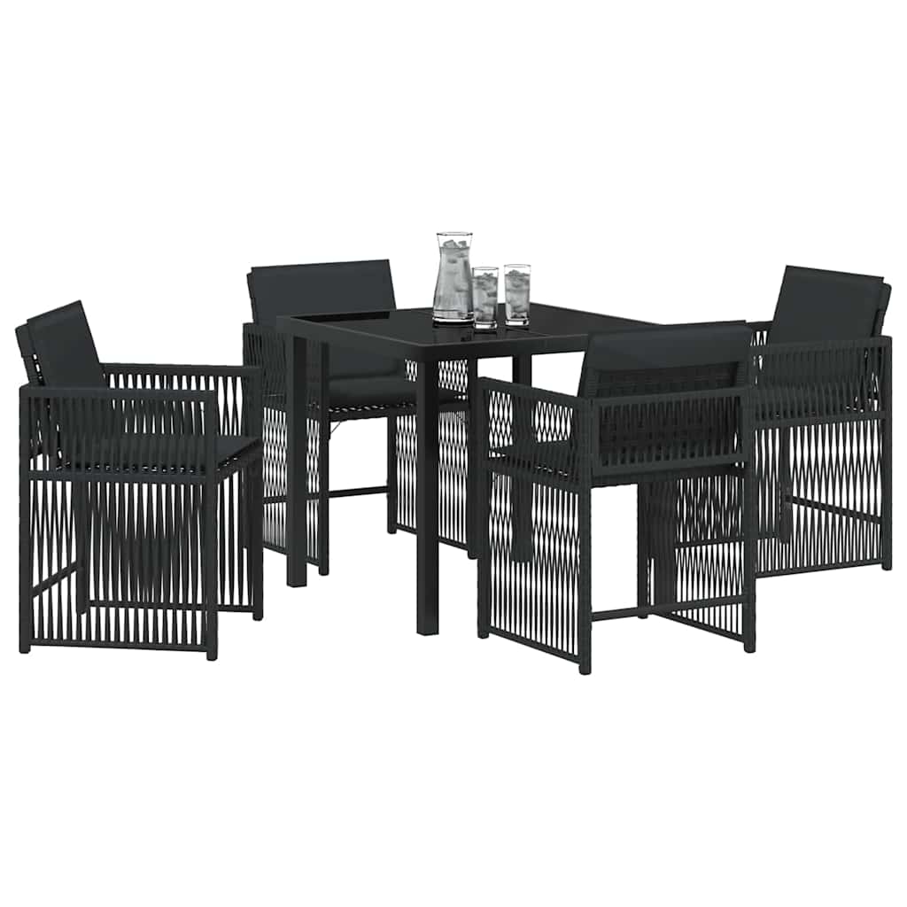Have Spisebordssæt 5 pcs Sort polyrattan
