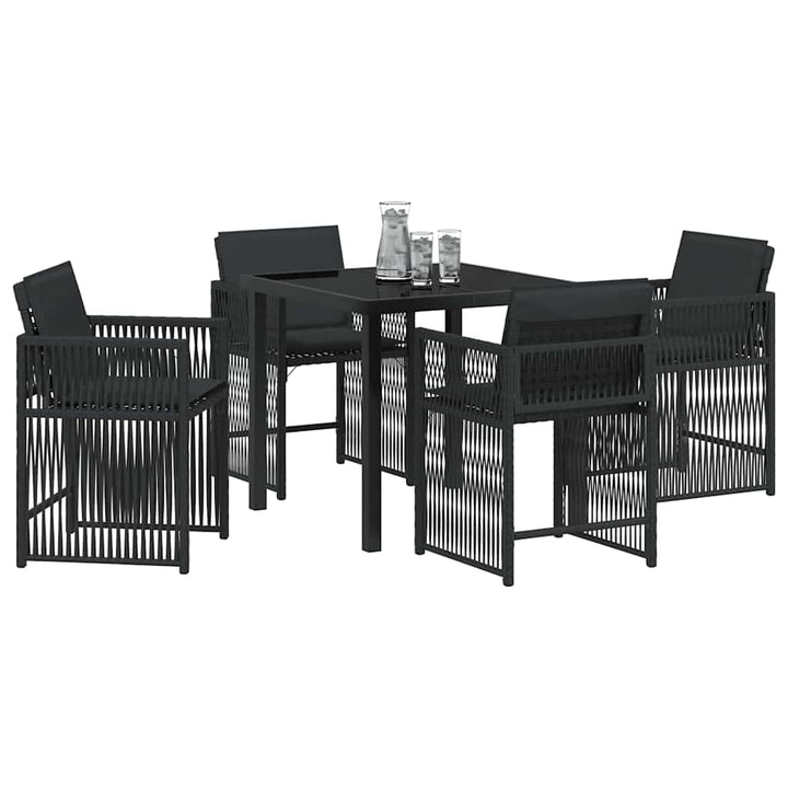 Have Spisebordssæt 5 pcs Sort polyrattan