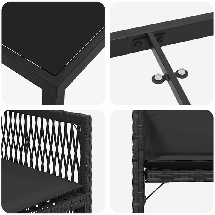 Have Spisebordssæt 5 pcs Sort polyrattan