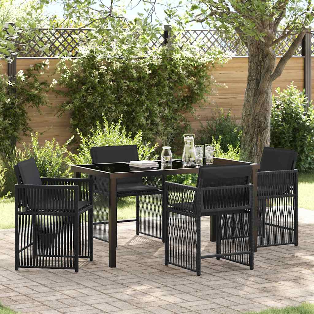 Have Spisebordssæt 5 pcs Sort polyrattan