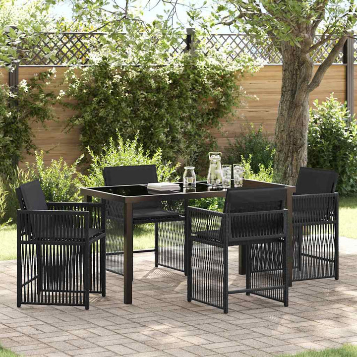 Have Spisebordssæt 5 pcs Sort polyrattan