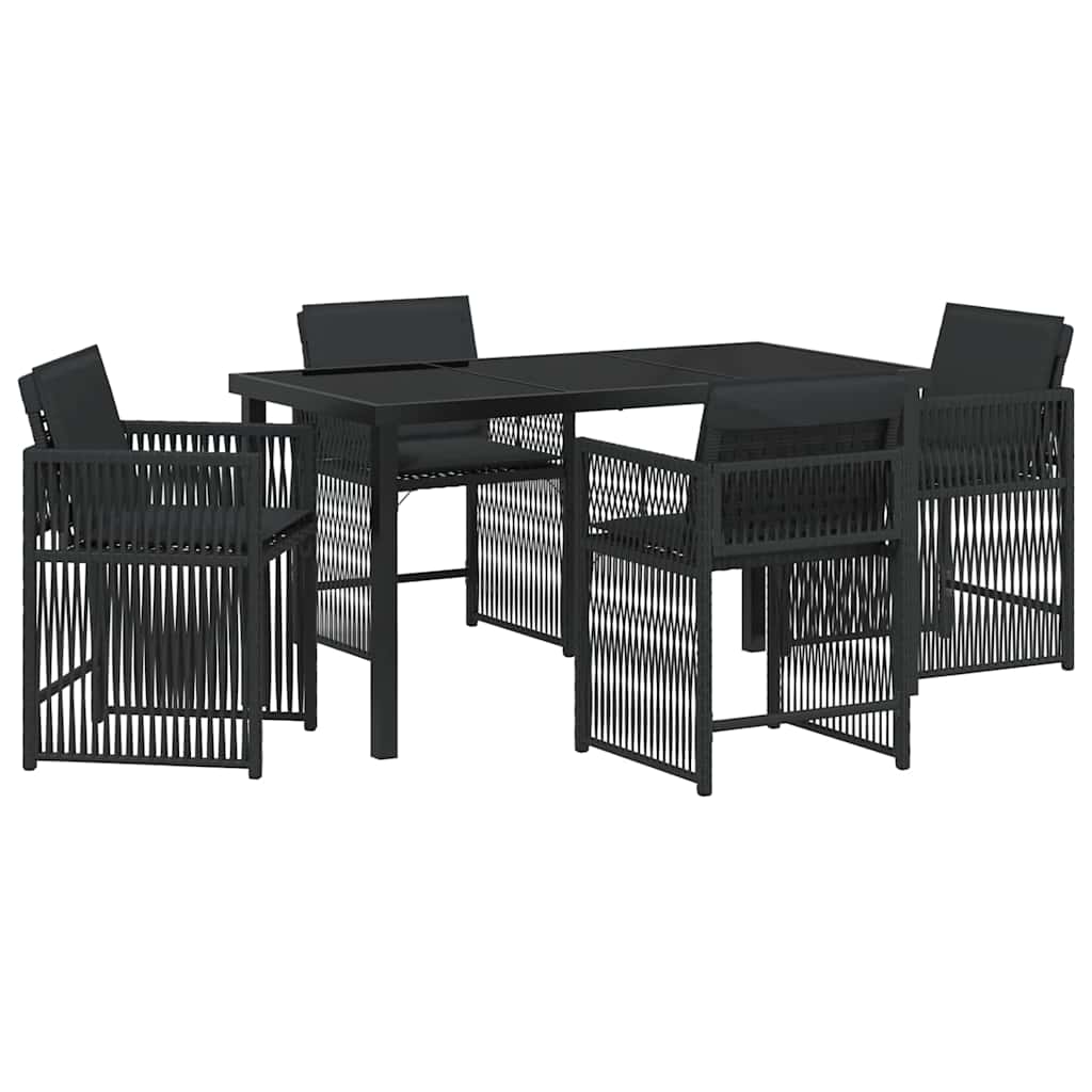 Have Spisebordssæt 5 pcs Sort polyrattan