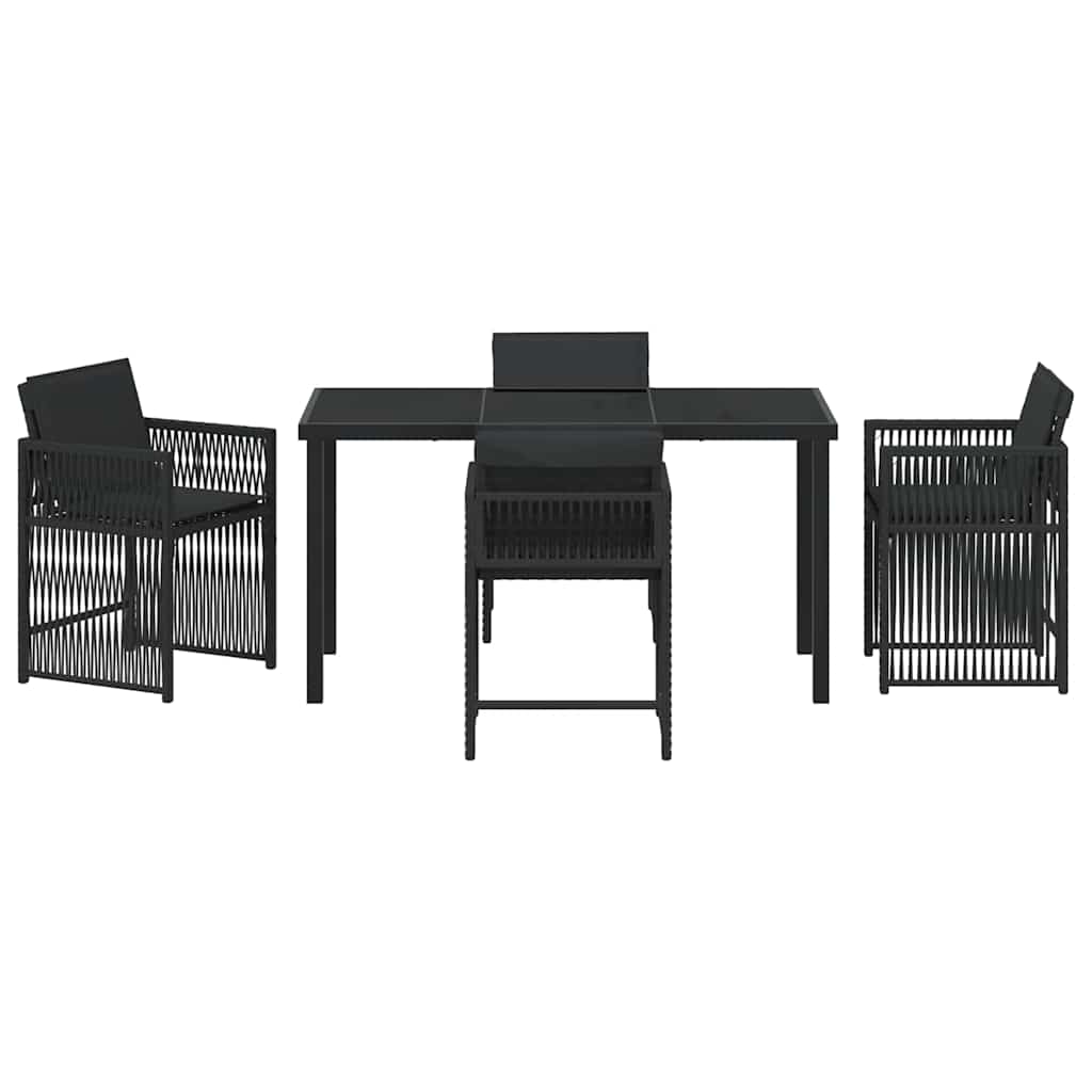 Have Spisebordssæt 5 pcs Sort polyrattan