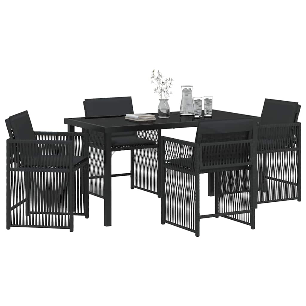 Have Spisebordssæt 5 pcs Sort polyrattan