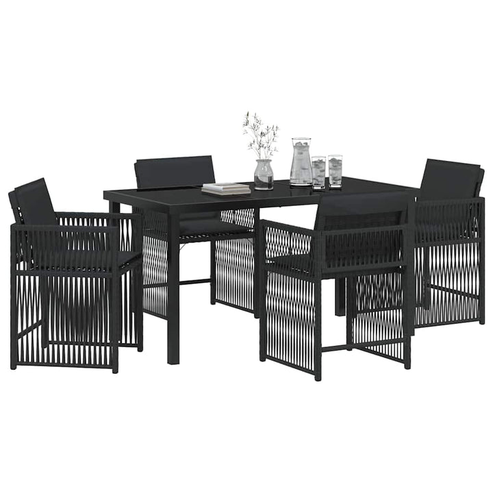 Have Spisebordssæt 5 pcs Sort polyrattan