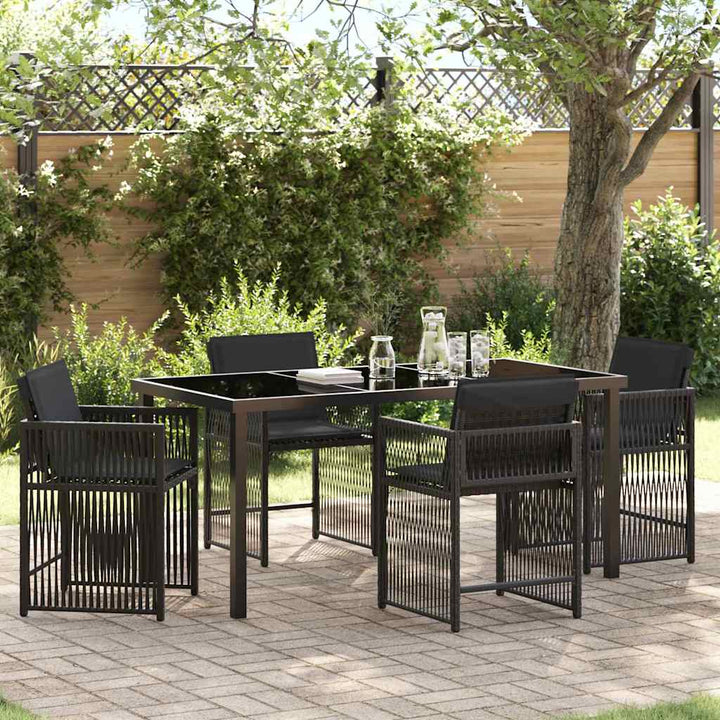 Have Spisebordssæt 5 pcs Sort polyrattan