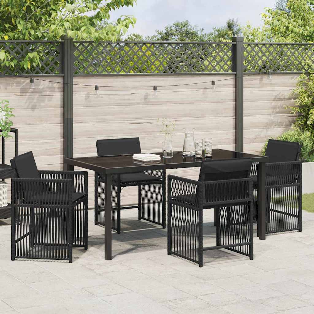 Have Spisebordssæt 5 pcs Sort polyrattan