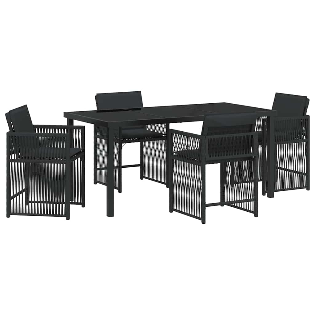 Have Spisebordssæt 5 pcs Sort polyrattan