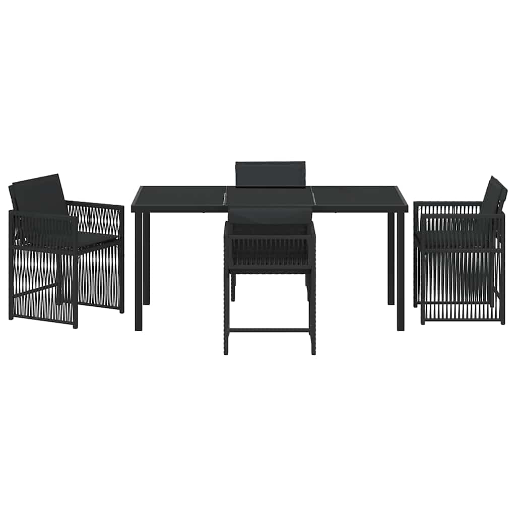 Have Spisebordssæt 5 pcs Sort polyrattan