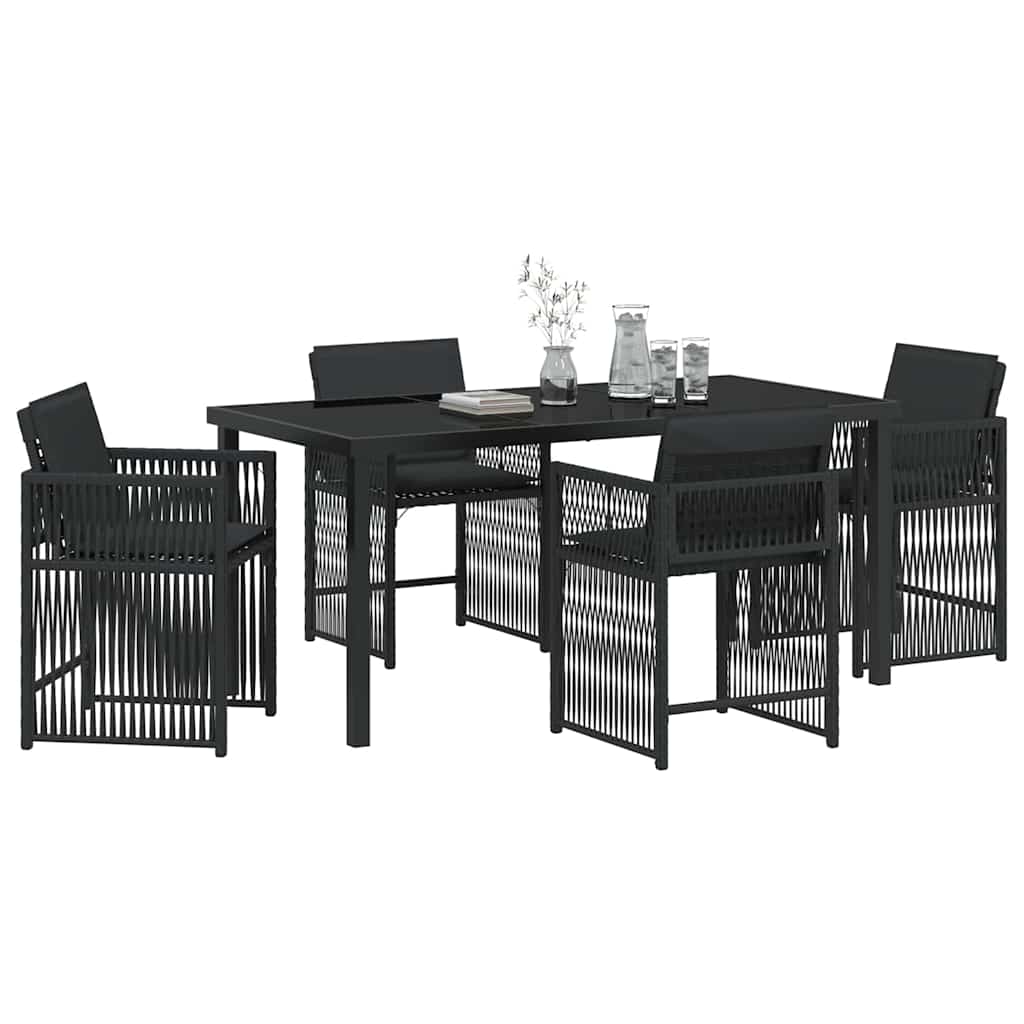 Have Spisebordssæt 5 pcs Sort polyrattan