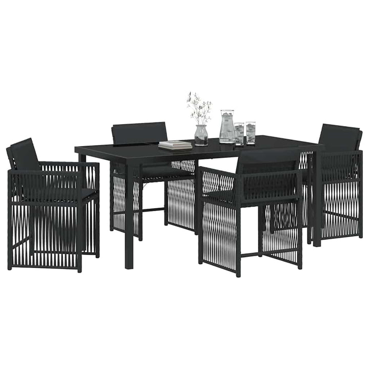 Have Spisebordssæt 5 pcs Sort polyrattan