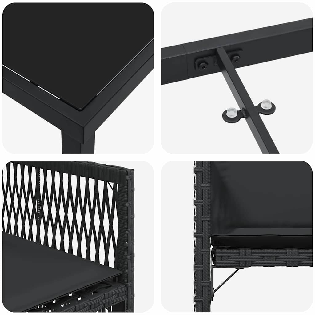 Have Spisebordssæt 9 pcs Sort polyrattan