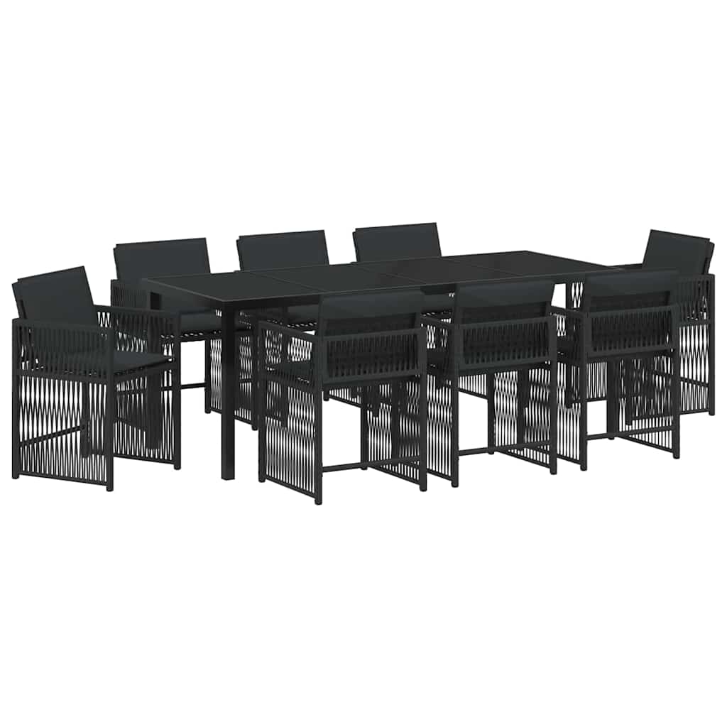 Have Spisebordssæt 9 pcs Sort polyrattan