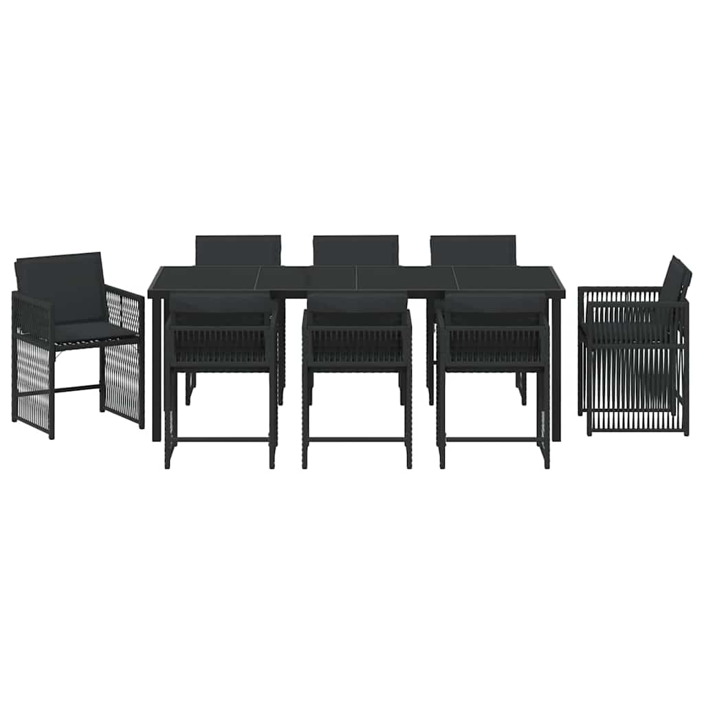 Have Spisebordssæt 9 pcs Sort polyrattan