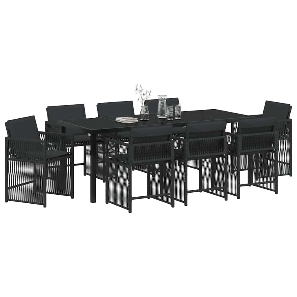 Have Spisebordssæt 9 pcs Sort polyrattan