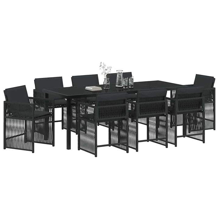 Have Spisebordssæt 9 pcs Sort polyrattan