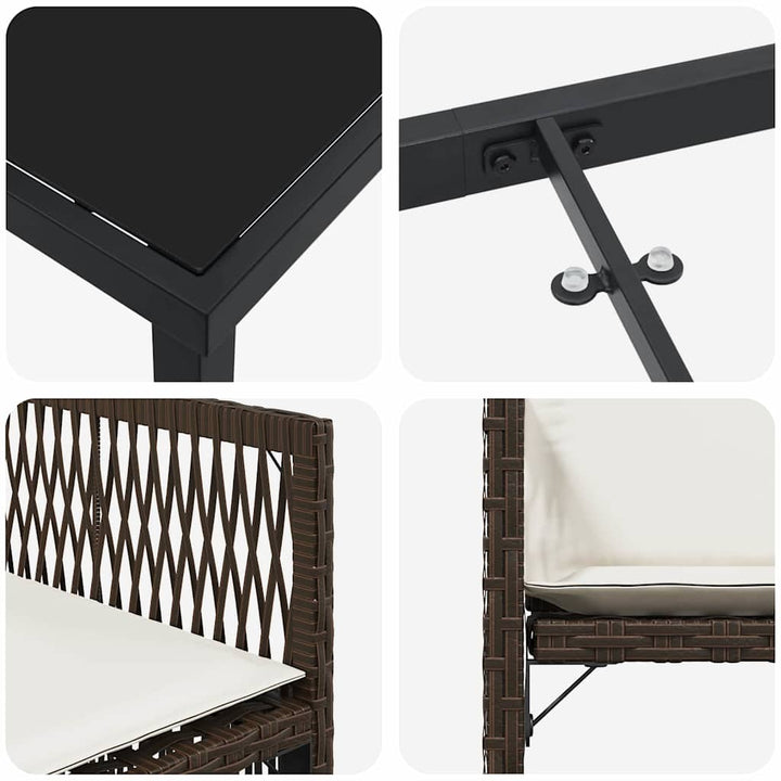 Have Spisebordssæt 9 pcs Brun polyrattan