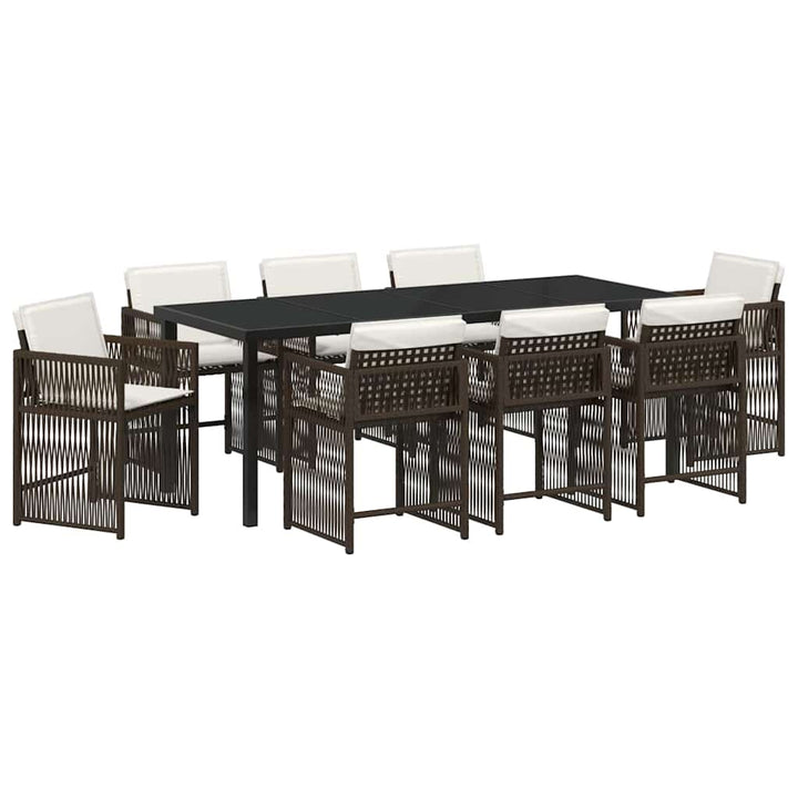 Have Spisebordssæt 9 pcs Brun polyrattan