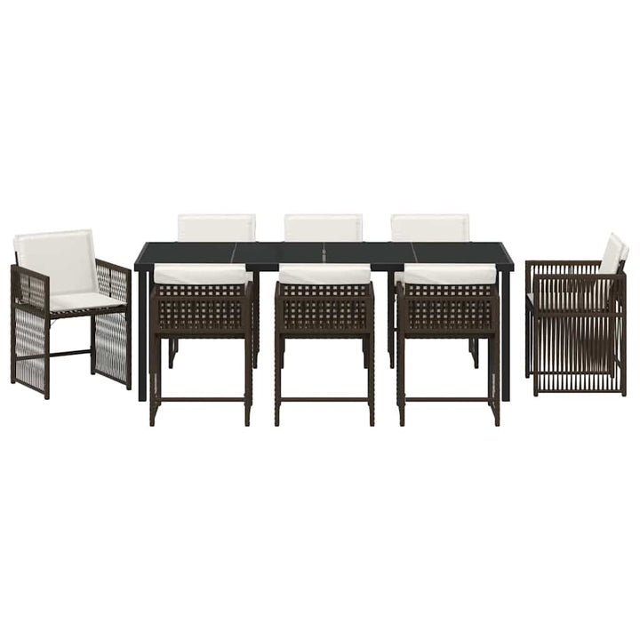 Have Spisebordssæt 9 pcs Brun polyrattan