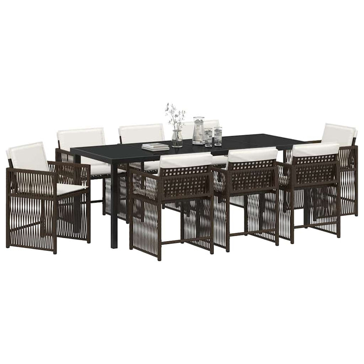 Have Spisebordssæt 9 pcs Brun polyrattan