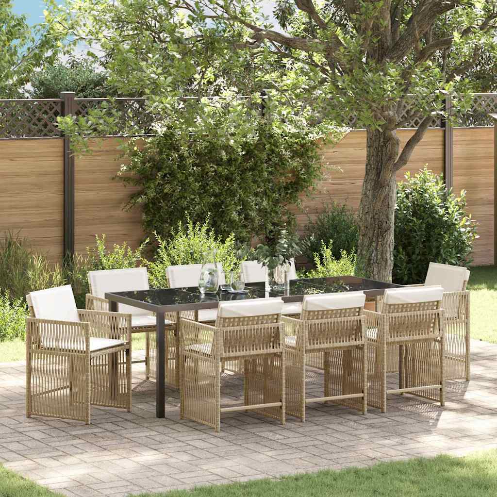 Have Spisebordssæt 9 pcs Beige polyrattan