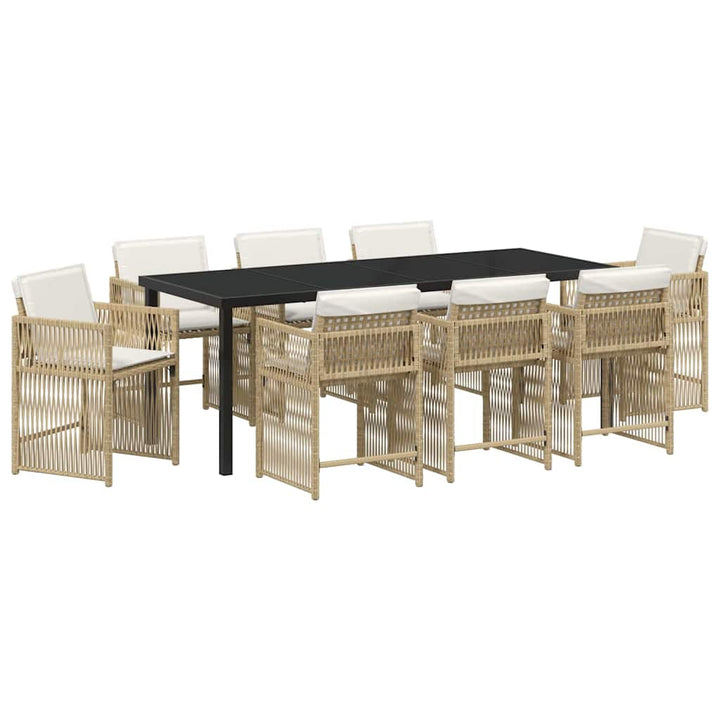 Have Spisebordssæt 9 pcs Beige polyrattan